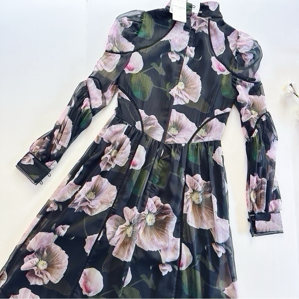 NEW Ted Baker Women’s Pohlley Ladder Trim Midi Dress Size 0 - Picture 10 of 11